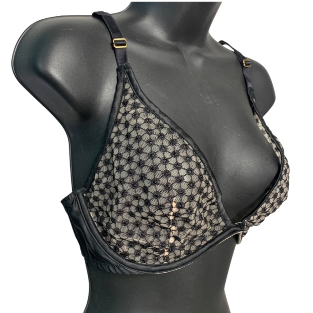 Victoria’s Secret Starburst Black Lace Sheer Underwire Unlined Plunge Bra 36D - Picture 3 of 10
